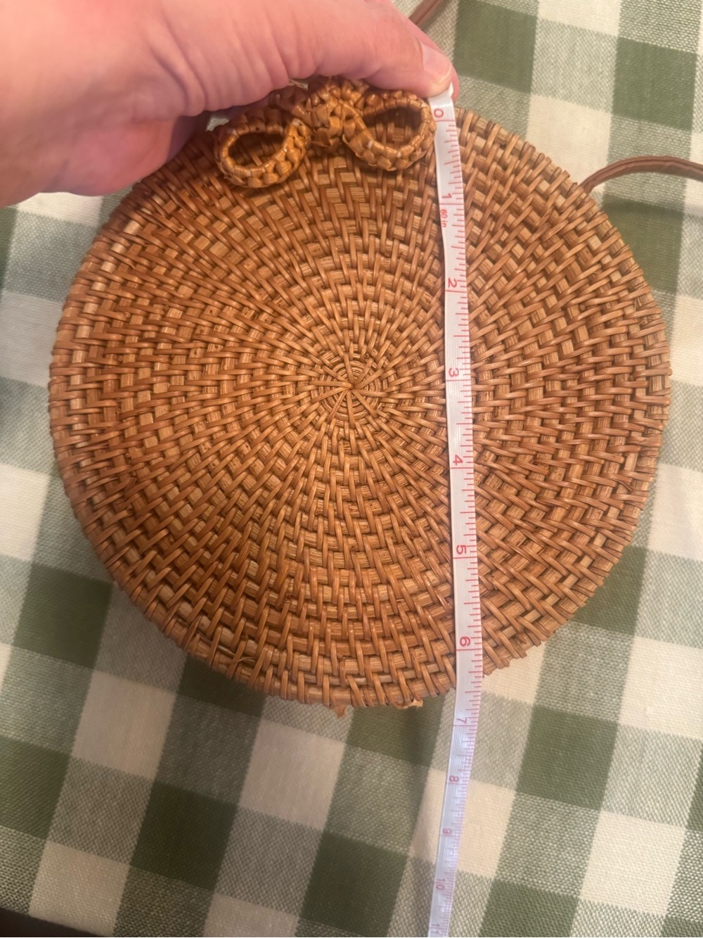Bali Round Woven Rattan Crossbody Bag - Tan - Picture 3 of 6